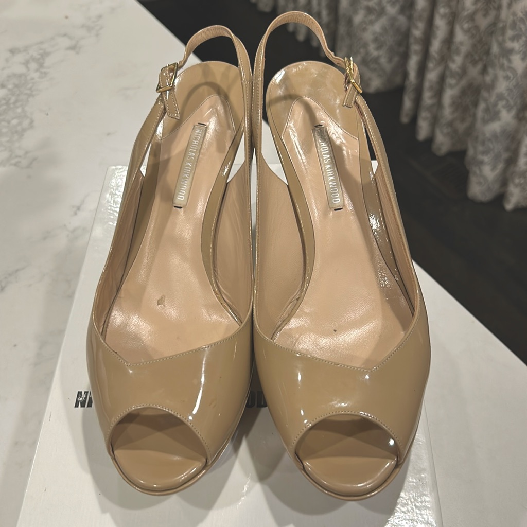 Nicholas Kirkwood Latte Slingback Platform High Heeled Sandals